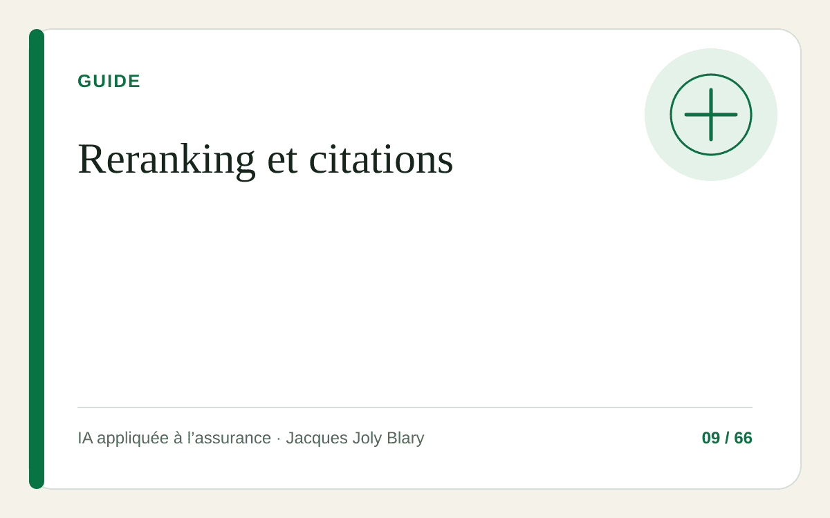 Illustration de l’article : Reranking et citations : pourquoi la recherche initiale ne suffit pas dans un RAG assurance