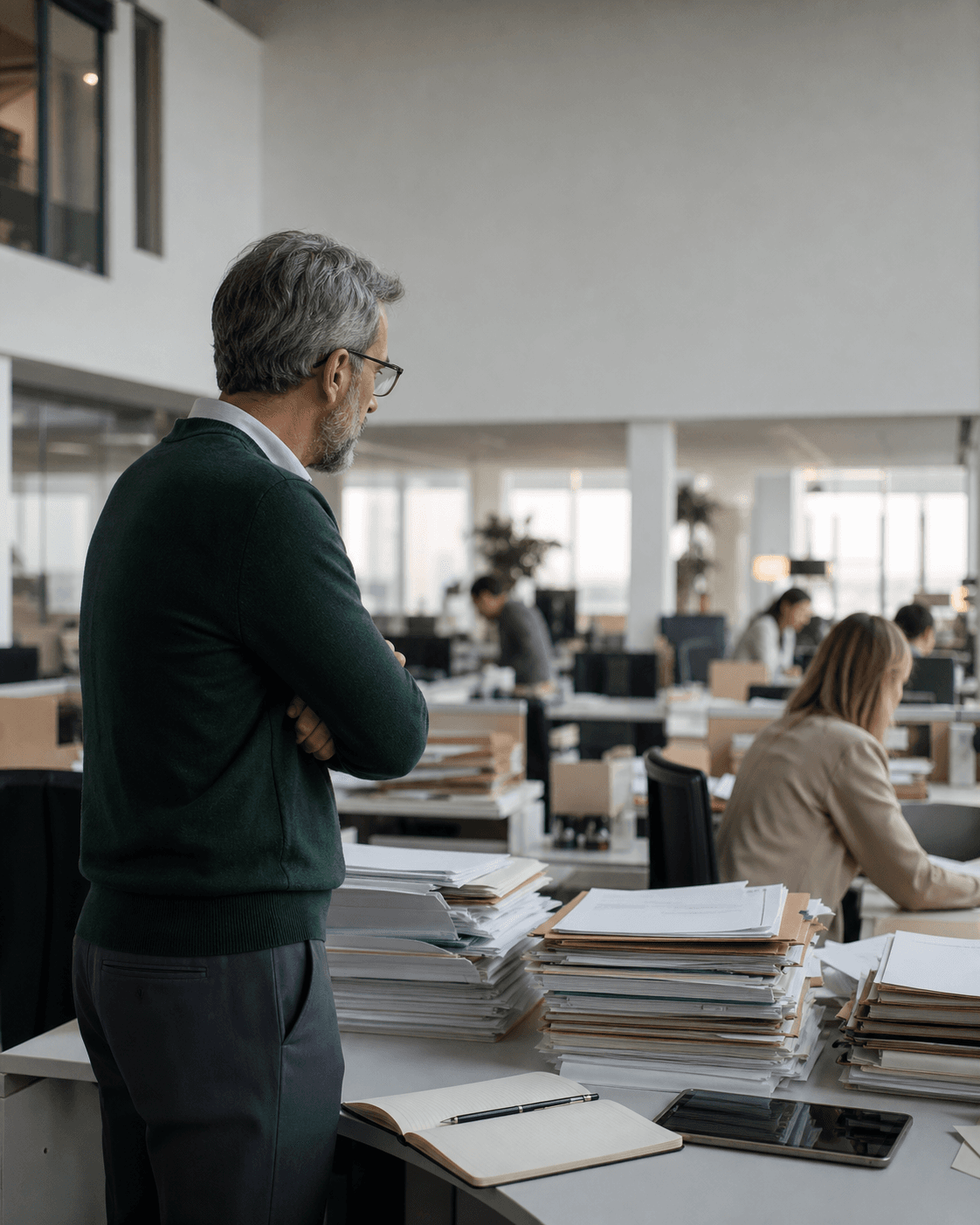 Analyste observant les opérations de gestion dans une équipe d’assurance
