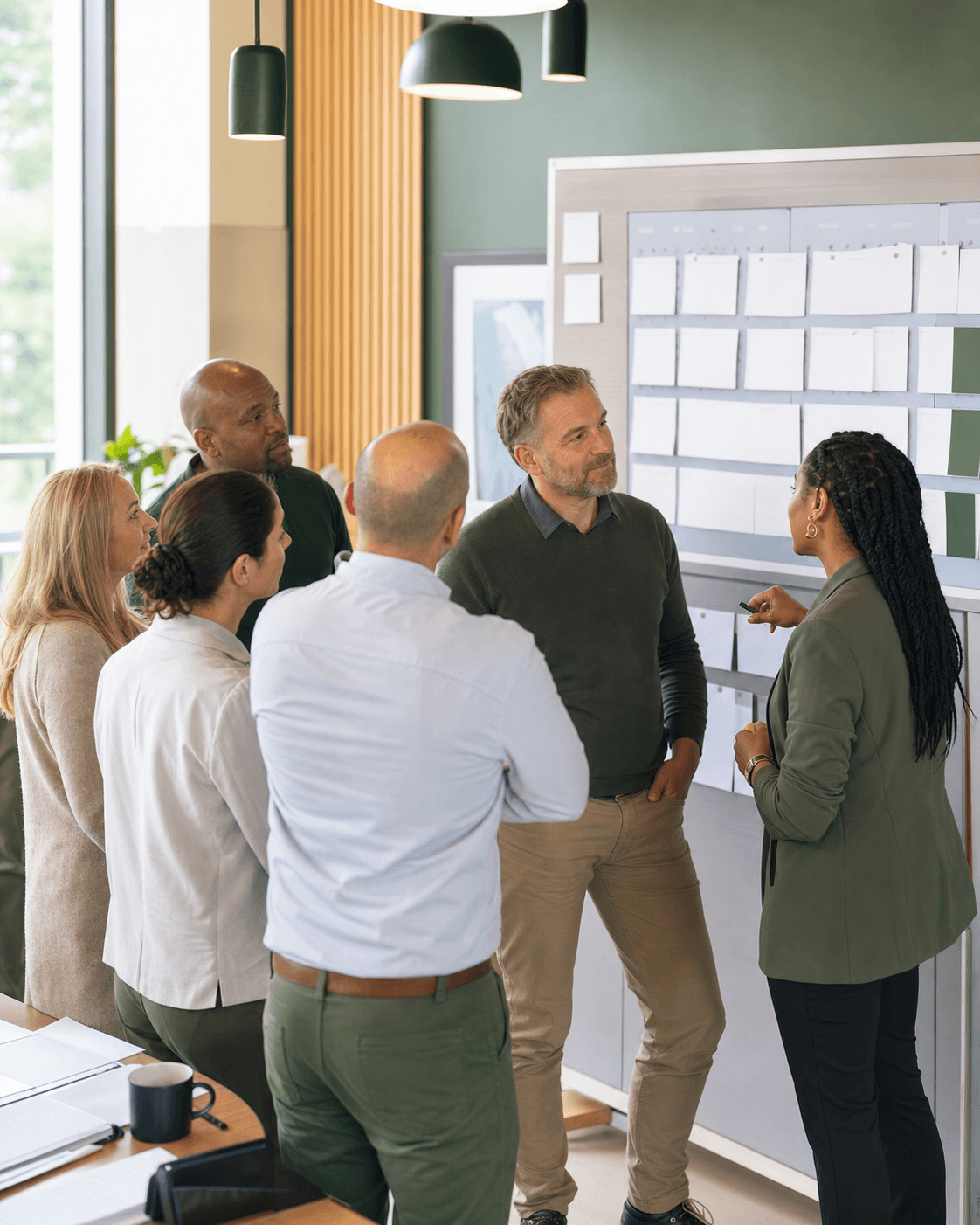 Équipes assurance réunies dans un atelier de conduite du changement IA