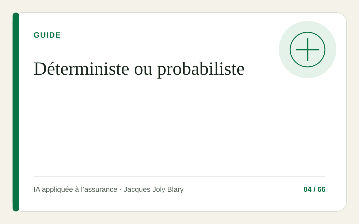 Illustration de l’article : Déterministe, probabiliste ou génératif : choisir la bonne brique pour chaque décision d’assurance